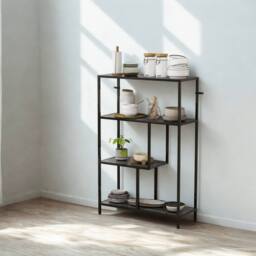 FURNOS 4 Tier Bookcase Display Stand With Storage Shelves Charcoal in Grey - thumbnail 5