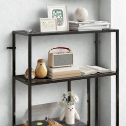 FURNOS 4 Tier Bookcase Display Stand With Storage Shelves Charcoal in Grey - thumbnail 6