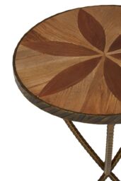 Orsina Elm Small Side Table, Brass Finished Table by Couch, Wooden End Side Table For Outdoor Patio, Settee Side Table in Brown - thumbnail 3
