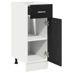 Berkfield Home Black Oak Drawer Bottom Cabinet - 30x46x81.5 cm, Made from Engineered Wood - Size: 30x46x81.5 cm - thumbnail 5