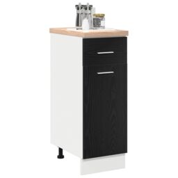 Berkfield Home Black Oak Drawer Bottom Cabinet - 30x46x81.5 cm, Made from Engineered Wood - Size: 30x46x81.5 cm - thumbnail 3