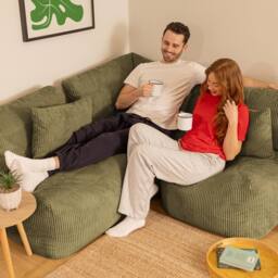 icon 3pc Noa Bean Bag, 1x Corner, 2x Recliner, Jumbo Cord in Green - thumbnail 2