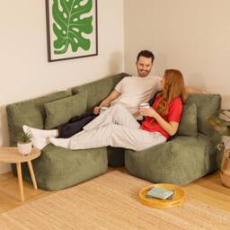 icon 3pc Noa Bean Bag, 1x Corner, 2x Recliner, Jumbo Cord in Green - thumbnail 5