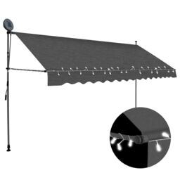 Berkfield Home Manual Retractable Awning with LED 400 cm Anthracite in Black