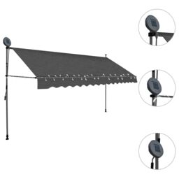 Berkfield Home Manual Retractable Awning with LED 400 cm Anthracite in Black - thumbnail 3
