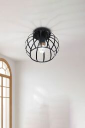 Living and Home Metal Lantern Shape Ceiling Light in Black - thumbnail 2