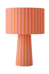 ValueLights Thorley Stripe Drum Shade Full Fabric Table Lamp in Pale Orange - thumbnail 6
