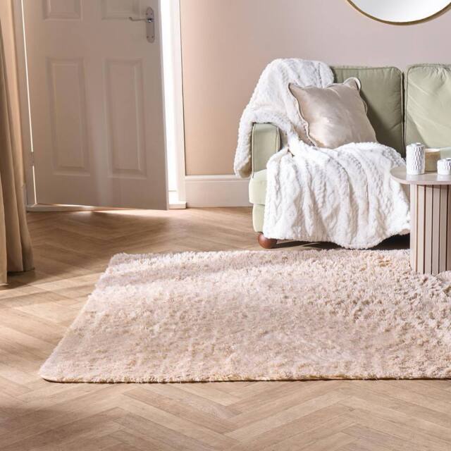 OHS Soft Fluffy Rug Anti-Slip Carpet Area Floor Mat in Stone - Size: 120 cm x 170 cm - image 1