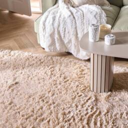 OHS Soft Fluffy Rug Anti-Slip Carpet Area Floor Mat in Stone - Size: 120 cm x 170 cm - thumbnail 2