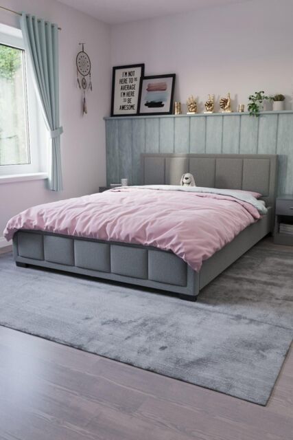Home Discount Vida Designs Vanita Bed Frame Linen Fabric UKFR Storage Furniture in Light Grey - Size: King - image 1