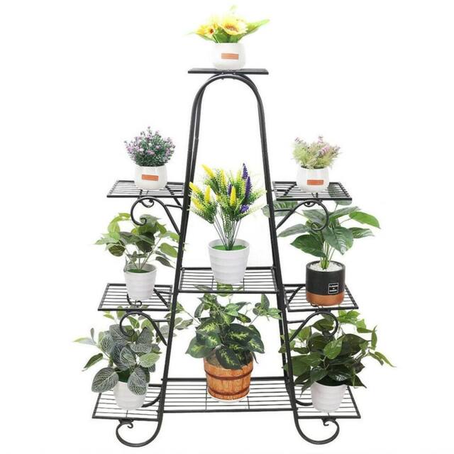 NESTLUNE Extral Large Metal Plant Stand Flower Shelves in Black - Size: 100 cm x 15 cm - image 1