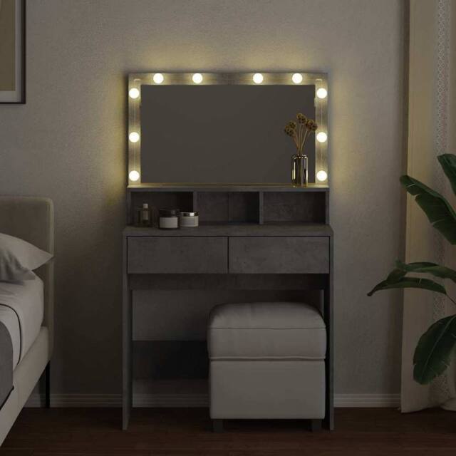 Berkfield Home Beautiful Dressing Table with LED Concrete Grey 80x41x134.5 cm - image 1