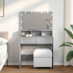Berkfield Home Beautiful Dressing Table with LED Concrete Grey 80x41x134.5 cm - thumbnail 2