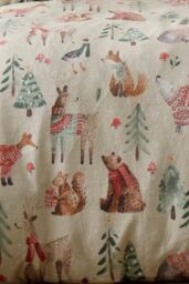 Fusion 'Christmas Woodland Animals' Plush Duvet Cover Set in Natural - Size: King - thumbnail 3