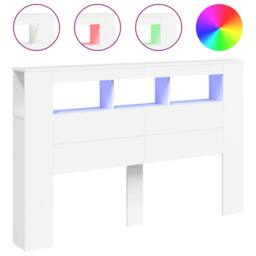 Berkfield Home LED Headboard White 160x18.5x103.5 cm Engineered Wood - thumbnail 3