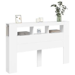 Berkfield Home LED Headboard White 160x18.5x103.5 cm Engineered Wood - thumbnail 4