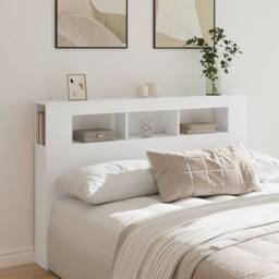 Berkfield Home LED Headboard White 160x18.5x103.5 cm Engineered Wood - thumbnail 1