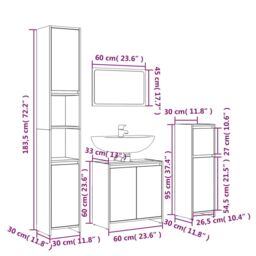 Berkfield Home 4 Piece Bathroom Furniture Set Grey Sonoma Engineered Wood - thumbnail 6