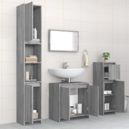 Berkfield Home 4 Piece Bathroom Furniture Set Grey Sonoma Engineered Wood - thumbnail 3