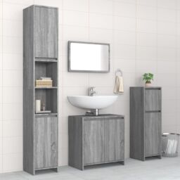 Berkfield Home 4 Piece Bathroom Furniture Set Grey Sonoma Engineered Wood - thumbnail 1