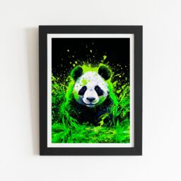 "Warren Reed - Designer Green Splashart Panda Face Framed Art Print in Black - Size: W20"" x H30""" - thumbnail 2