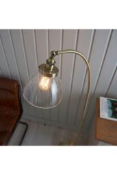 Netlighting Hansen 1 Light Floor Lamp Antique Brass Glass E27 in Gold - thumbnail 4