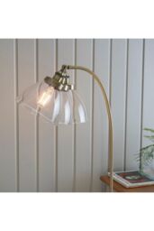 Netlighting Hansen 1 Light Floor Lamp Antique Brass Glass E27 in Gold - thumbnail 5
