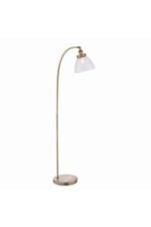 Netlighting Hansen 1 Light Floor Lamp Antique Brass Glass E27 in Gold