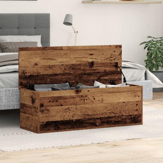 Berkfield Home Storage Box - Old Wood, 102x35x35 cm, Made from Engineered Wood in Brown - Size: 102 x 35 x 35 cm - image 1