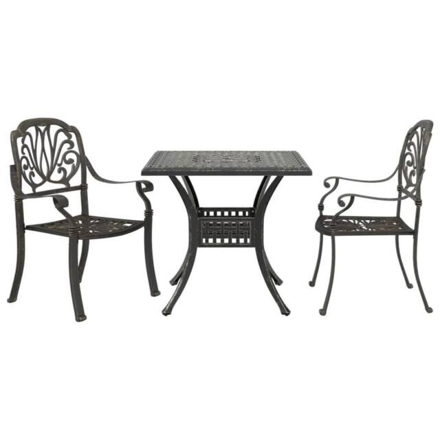 Berkfield Home 3 Piece Bistro Set Bronze Cast Aluminium in Brown - image 1