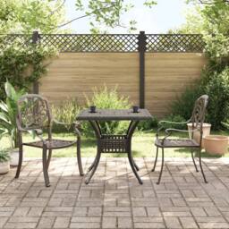 Berkfield Home 3 Piece Bistro Set Bronze Cast Aluminium in Brown - thumbnail 2
