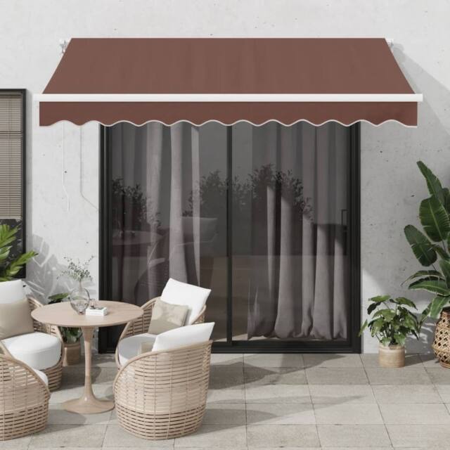 Berkfield Home Manual Retractable Awning Brown 300x250 cm - image 1