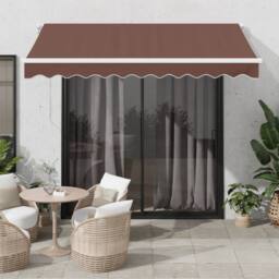 Berkfield Home Manual Retractable Awning Brown 300x250 cm - thumbnail 1