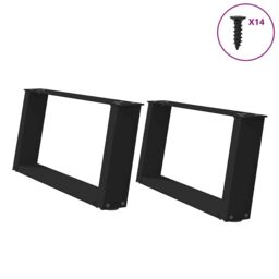 Berkfield Home Coffee Table Legs U-Shaped 2 pcs Black 60x(30-31) cm Steel - thumbnail 1
