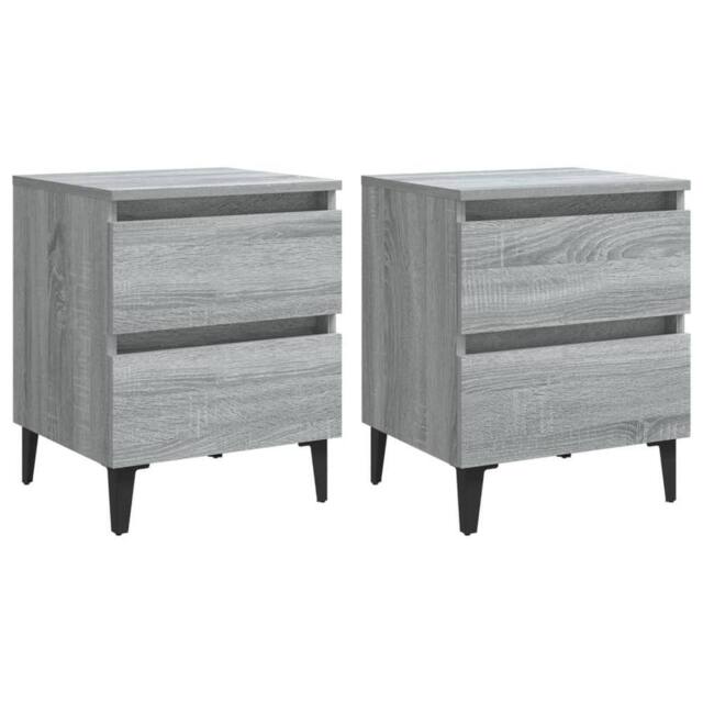 Berkfield Home Bed Cabinets with Metal Legs 2 pcs Grey Sonoma 40x35x50 cm - Size: 40 x 35 x 50 cm - image 1