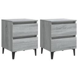 Berkfield Home Bed Cabinets with Metal Legs 2 pcs Grey Sonoma 40x35x50 cm - Size: 40 x 35 x 50 cm - thumbnail 1