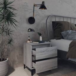 Berkfield Home Bed Cabinets with Metal Legs 2 pcs Grey Sonoma 40x35x50 cm - Size: 40 x 35 x 50 cm - thumbnail 8