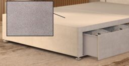 Somnior Chambery Divan Bed Frame 4 Draw with Floor Standing Headboard Velvet in Ivory - Size: King - thumbnail 5