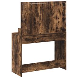 Berkfield Home Makeup Table with LED Lights in Smoked Oak - 100x41x135 cm in Brown - Size: 100 x 41 x 135 cm - thumbnail 6