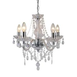 First Choice Lighting Set of 2 Clear & Chrome Marie Therese Style 5 x 40W Chandelier - thumbnail 3