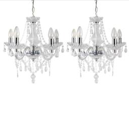 First Choice Lighting Set of 2 Clear & Chrome Marie Therese Style 5 x 40W Chandelier - thumbnail 1