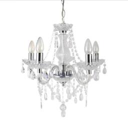 First Choice Lighting Set of 2 Clear & Chrome Marie Therese Style 5 x 40W Chandelier - thumbnail 2