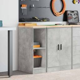 Berkfield Home Durable Garage Storage Cabinet Concrete Grey 30x51x85 cm Solid Wo - Size: 30 x 51 x 85 cm - thumbnail 1