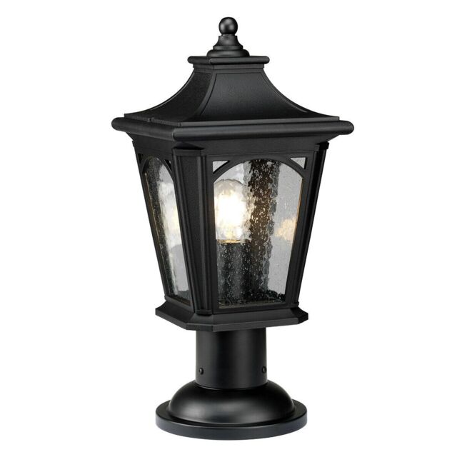 Loops Outdoor IP44 1 Bulb Wall Ground Pedestal Light Mystic Black LED E27 100W