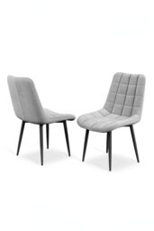 More4Homes Set of 6 Nova Modern Velvet Dining Chair Padded Seat Metal Legs in Grey - thumbnail 5