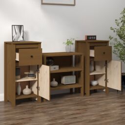 Berkfield Home Sideboards 2 pcs Honey Brown 40x35x80 cm Solid Wood Pine - Size: 40 x 35 x 80 cm - thumbnail 3
