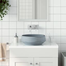 Berkfield Home Countertop Basin Grey Round Œ¶41x14 cm Ceramic - Size: 41x14 cm