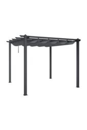 H&O Direct Outdoor Aluminum Patio Pergola with Canopy in Light Grey - thumbnail 4