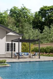 H&O Direct Outdoor Aluminum Patio Pergola with Canopy in Light Grey - thumbnail 3