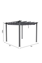 H&O Direct Outdoor Aluminum Patio Pergola with Canopy in Light Grey - thumbnail 2